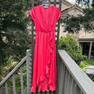 Crosby by Mollie Burch Elegant Pink satin Wrap Dress size 2